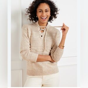 Talbots Cable Knit Lace Up Sweater Womens Size S